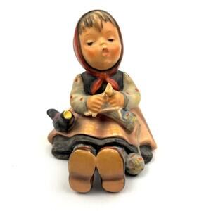 VTG Hummel Figurine Happy Pastime # 69 Hummel Goebel Germany Girl Knitting 60's